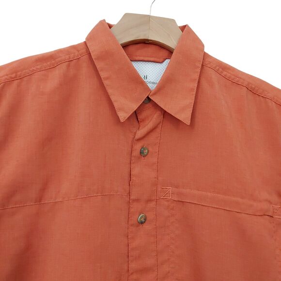 Royal Robbins Shirt Mens Medium Orange Button Up Short Sleeve Breathable Outdoor - Picture 2 of 12